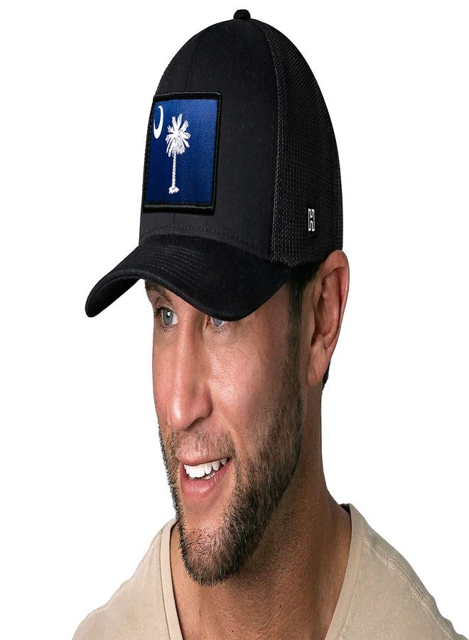HAKA South Carolina Flag Black Trucker Hat - South Carolina Mesh Snapback Cap for Men, & Women Golf Baseball Dad Hat - Image 3